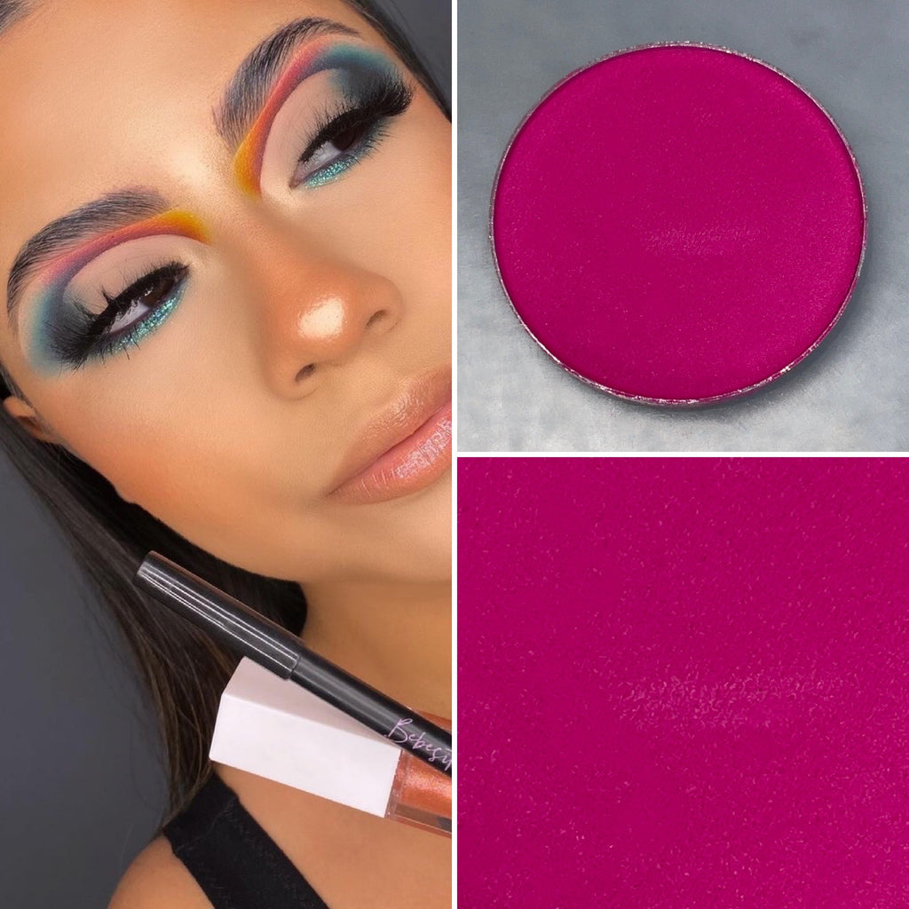 Matte pink eyeshadow pot sold individually. Fully customize your own eyeshadow palettes or buy each pot individually. Matte eyeshadow, shimmer eyeshadow and duochrome eyeshadow shades available.