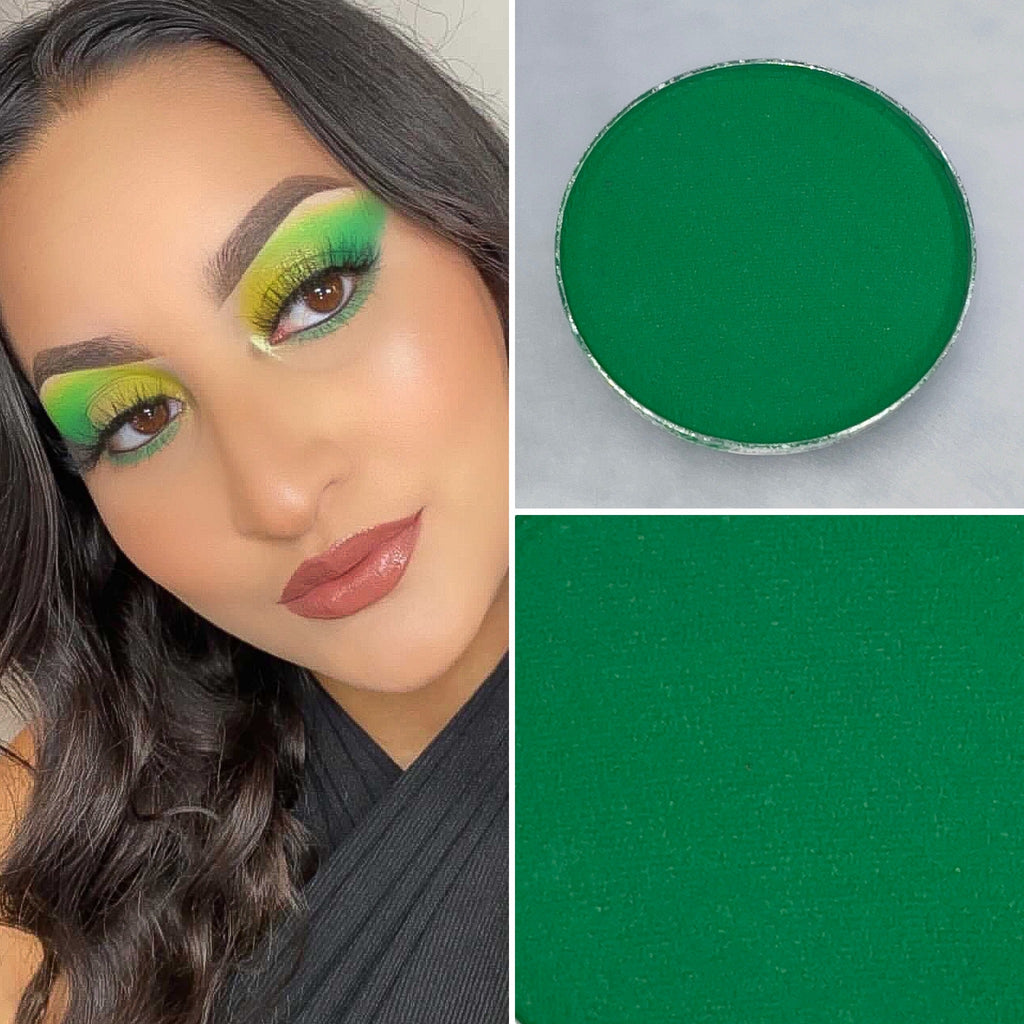 Matte green eyeshadow pot sold individually. Fully customize your own eyeshadow palettes or buy each pot individually. Matte eyeshadow, shimmer eyeshadow and duochrome eyeshadow shades available