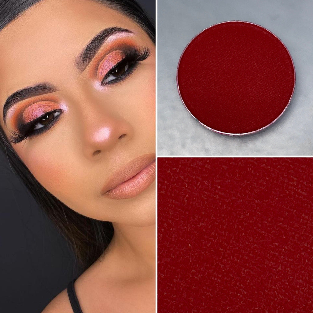 Matte red eyeshadow pot sold individually. Fully customize your own eyeshadow palettes or buy each pot individually. Matte eyeshadow, shimmer eyeshadow and duochrome eyeshadow shades available.