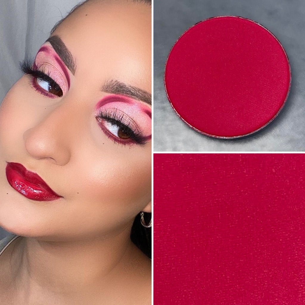 Matte pink eyeshadow pot sold individually. Fully customize your own eyeshadow palettes or buy each pot individually. Matte eyeshadow, shimmer eyeshadow and duochrome eyeshadow shades available.