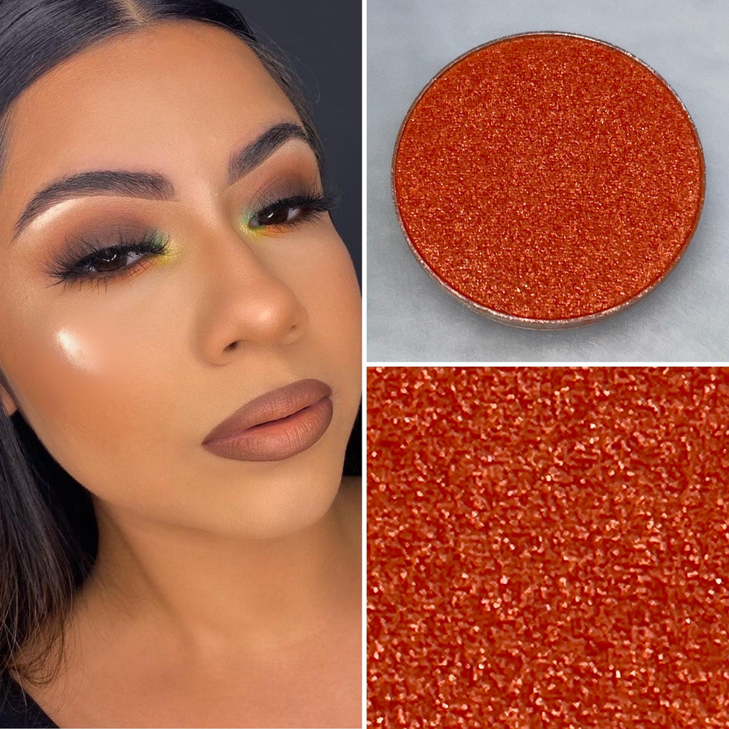 Shimmer orange eyeshadow pot sold individually. Fully customize your own eyeshadow palettes or buy each pot individually. Matte eyeshadow, shimmer eyeshadow and duochrome eyeshadow shades available.
