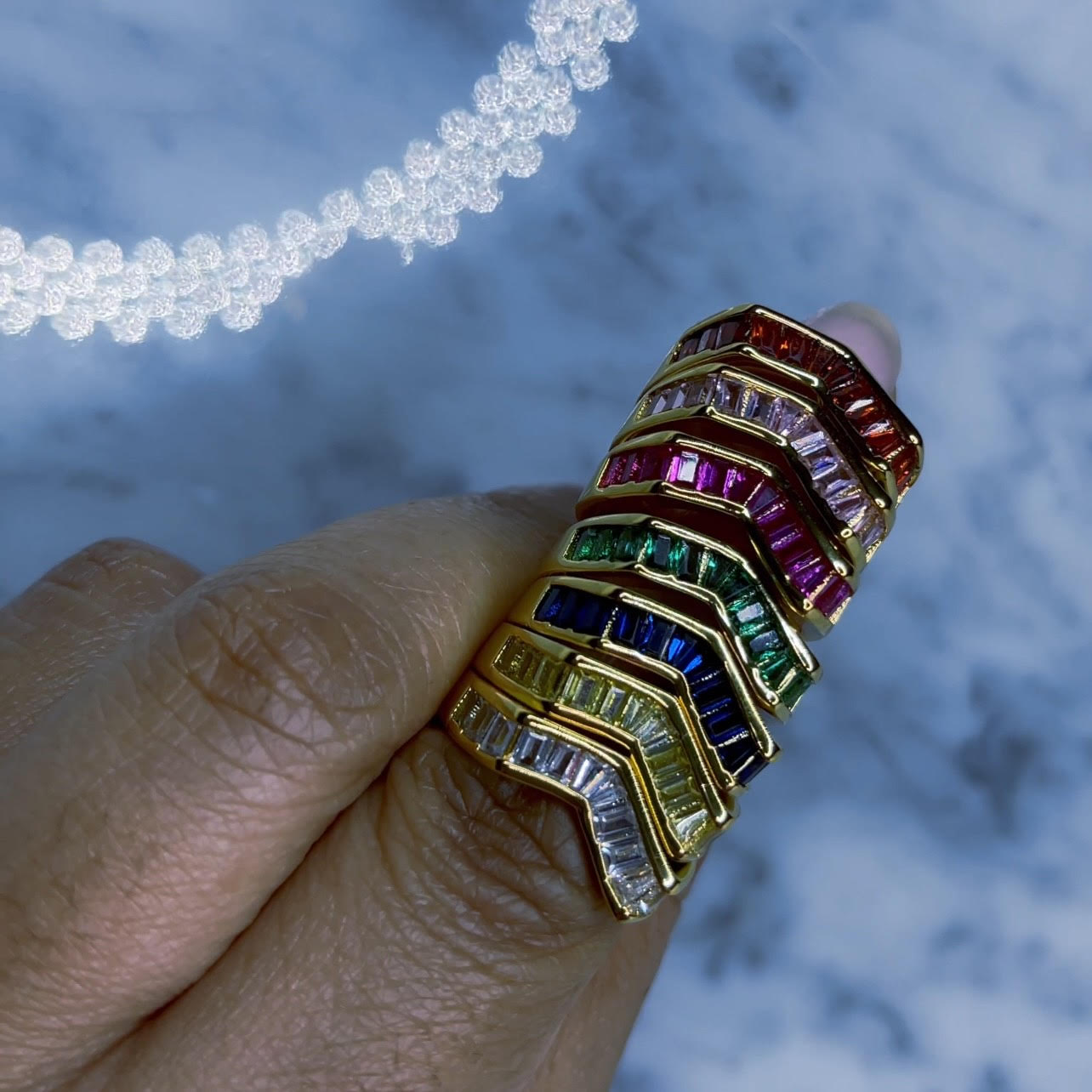 Colorful baguette ring online